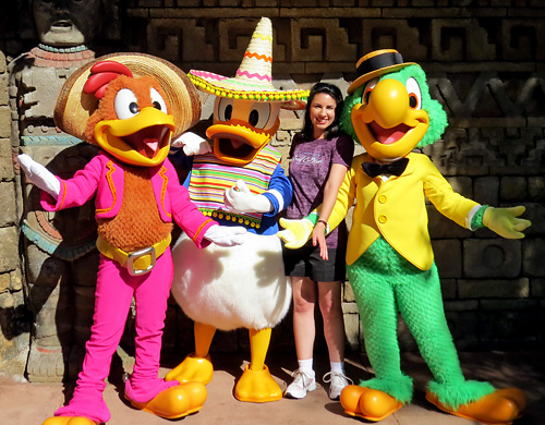 Meeting Donald Duck, Panchito, and Jose at Disney World