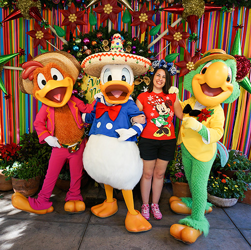 Meeting Donald Duck, Panchito, and Jose at Disneyland