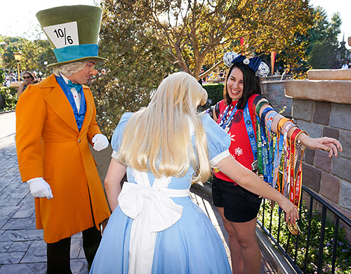 Meeting Alice and Mad Hatter at Disneyland