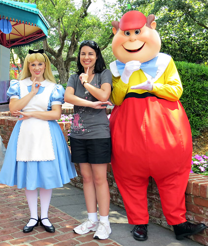 Meeting Alice and Tweedle Dum at Disney World