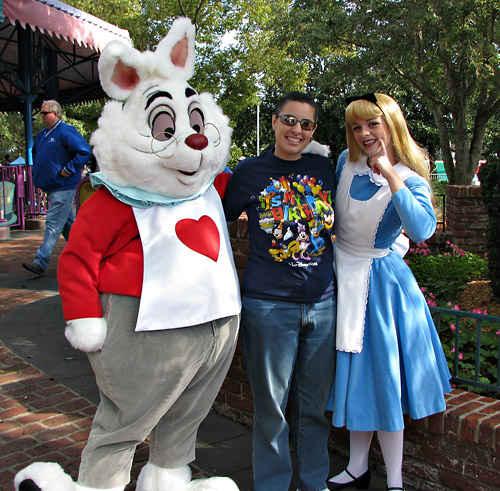 Meeting Alice and White Rabbit at Disney World