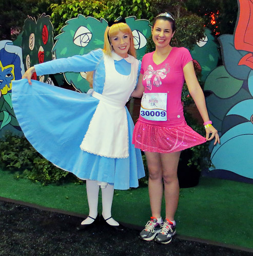 Meeting Alice at rundisney princess half marathon at Disney World