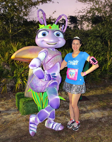 Meeting Atta at Disney World at rundisney princess half marathon 5k