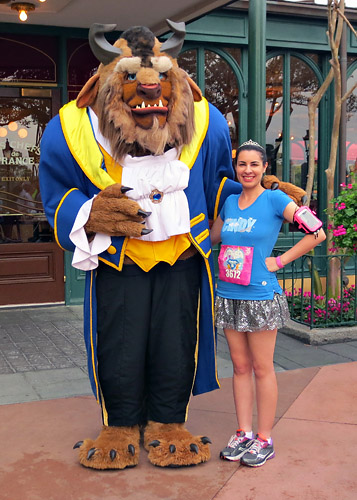 Meeting Beast at rundisney princess half marathon 5k at Disney World