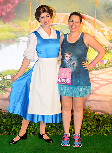 Meeting Belle at rundisney princess half marathon 5k at Disney World