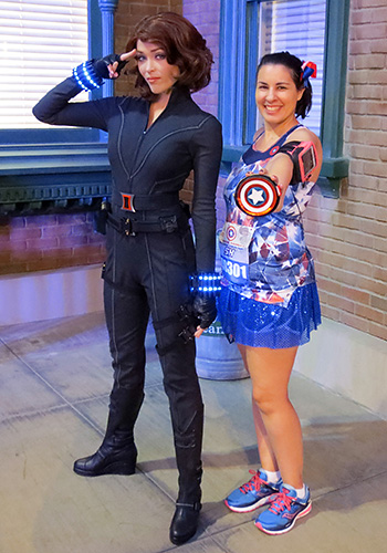 Meeting Black Widow at rundisney Avengers 5k at Disneyland