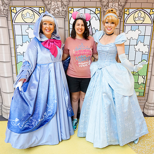 Meeting Fairy Godmother and Cinderella at Disney World
