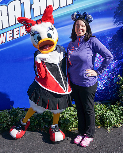 Meeting Daisy Duck at rundisney WDW marathon at Disney World