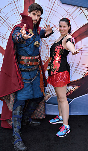 Meeting Doctor Strange at rundisney Avengers 10k at Disneyland
