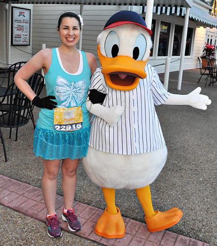 Meeting Donald Duck at rundisney princess half marathon 10k at Disney World