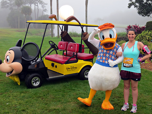 Meeting Donald Duck at rundisney WDW half marathon at Disney World