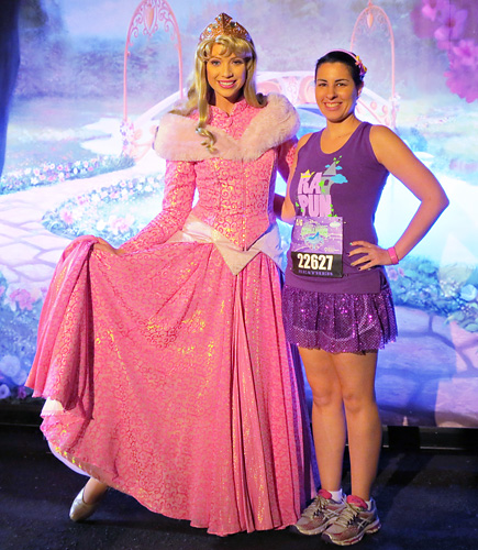 Meeting Aurora at rundisney princess half marathon 10k at Disney World