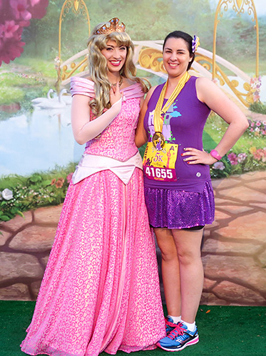 Meeting Aurora at rundisney princess half marathon 5k at Disney World