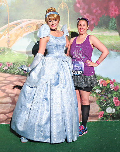 Meeting Cinderella at rundisney princess half marathon 10k at Disney World