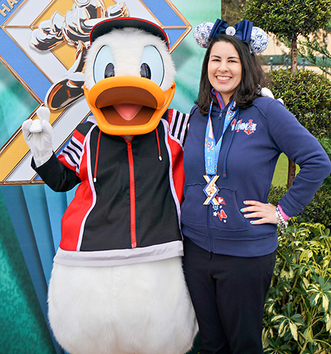 Meeting Donald Duck at rundisney WDW marathon Expo at Disney World