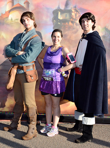 Meeting Prince Eric and Flynn Rider at rundisney princess half marathon at Disney World