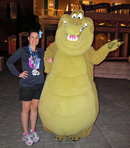 Meeting Louis at Disney World during rundisney Wine and Dine Half Marathon