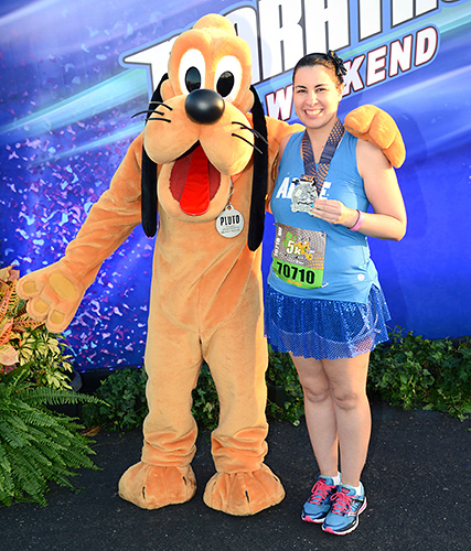 Meeting Pluto at rundisney WDW marathon weekend 5k at Disney World