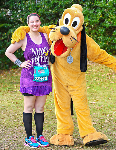 Meeting Maleficent at rundisney princess half marathon at Disney World