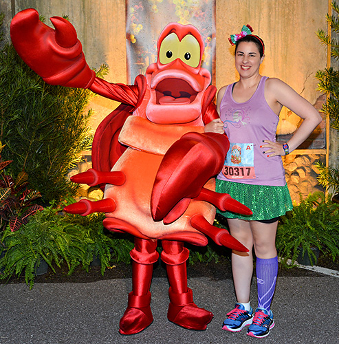 Meeting Sebastian at rundisney wine and dine half marathon 10k at Disney World