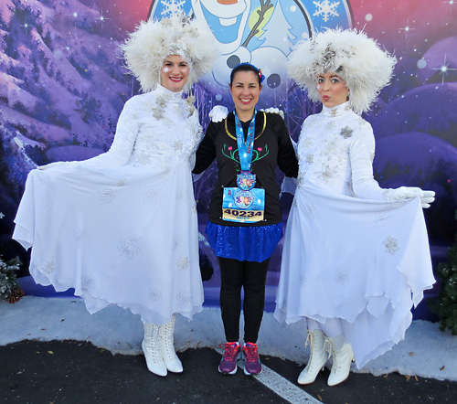 Meeting Snowflakes at rundisney Frozen 5k at Disney World