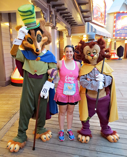 Meeting Gideon and Foulfellow at rundisney Disneyland Half Marathon at Disneyland