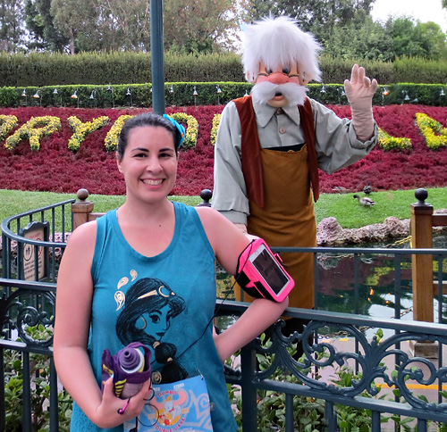 Meeting Geppetto at rundisney Disneyland 10k at Disneyland