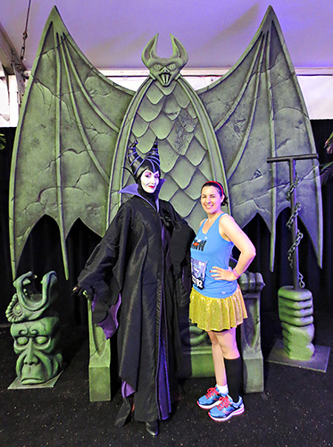 Meeting Maleficent at rundisney princess half marathon at Disney World