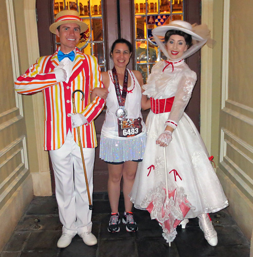 Meeting Mary Poppins and Bert at rundisney wine and dine half marathon at Disney World