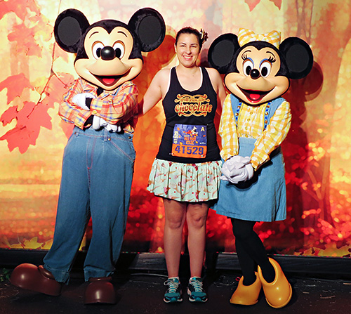 Meeting Mickey Mouse and Minnie Mouse at Disney World at rundisney Wine and Dine Half Marathon 5k