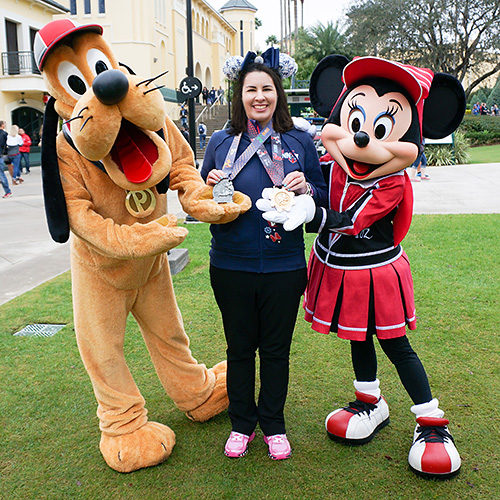 Meeting Minnie Mouse and Pluto at rundisney WDW Expo at Disney World