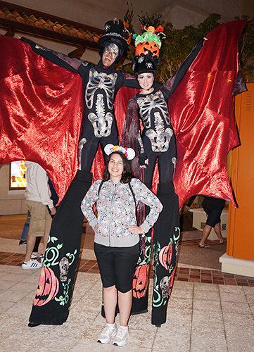 Meeting Halloween Stilt Walkers at Disney World