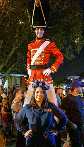 Meeting Halloween Stilt Walkers at Disney World