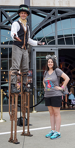 Meeting The Edison Stilt Walker at Disney Springs at Disney World