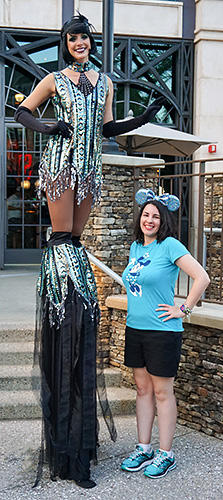 Meeting The Edison Stilt Walker at Disney Springs at Disney World