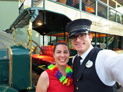 Meeting Omnibus Driver at Disneyland during rundisney Disneyland 5k