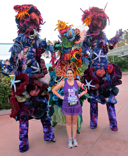 Meeting Living Coral from Finding Nemo at Disney World at rundisney princess half marathon 10k