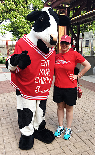 Meeting Chick-fil-A Cow at Phillies game