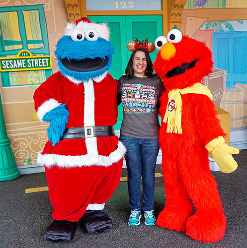 Meeting Santa Cookie Monster and Elmo at Sesame Place
