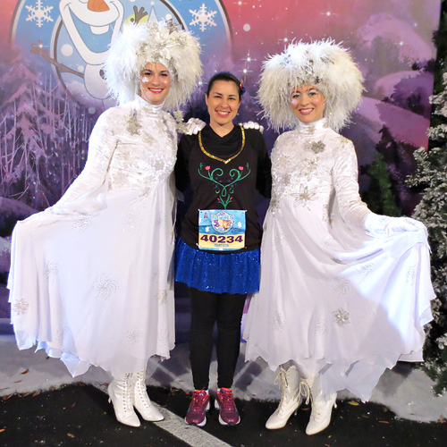 Meeting Snowflakes at rundisney Frozen 5k at Disney World