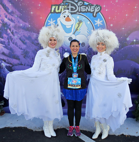 Meeting Snowflakes at rundisney Frozen 5k at Disney World