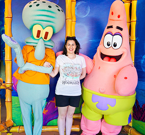 Meeting Squidward Q Tentacle and Patrick Star at Universal Studios