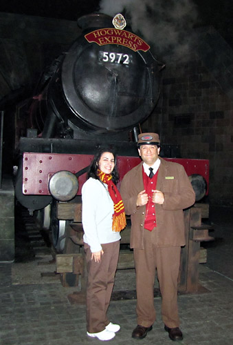 Meeting Hogwarts Express Conductor at Wizarding World of Harry Potter at Universal Studios