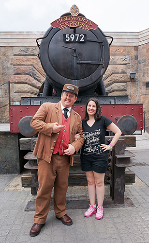 Meeting Hogwarts Express Conductor at Wizarding World of Harry Potter at Universal Studios