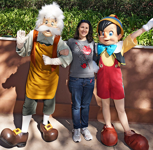 Meeting Pinocchio and Geppetto at Disney World