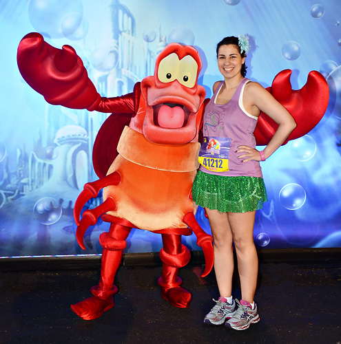 Meeting Sebastian at rundisney princess half marathon 5k at Disney World