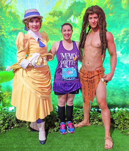 Meeting Tarzan and Jane at rundisney Princess Half Marathon at Disney World