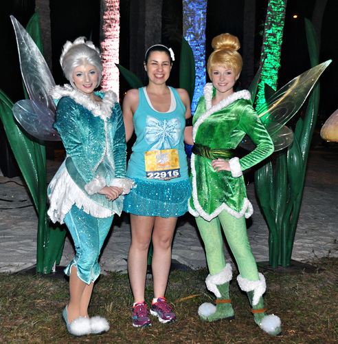 Meeting Tinker Bell and Periwinkle at rundisney princess half marathon 10k at Disney World