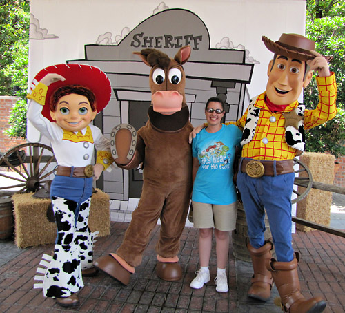 Meeting Woody, Jessie, and Bullseye at Disney World