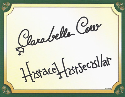Clarabelle Cow and Horace Horsecollar Autograph Card at Disney World